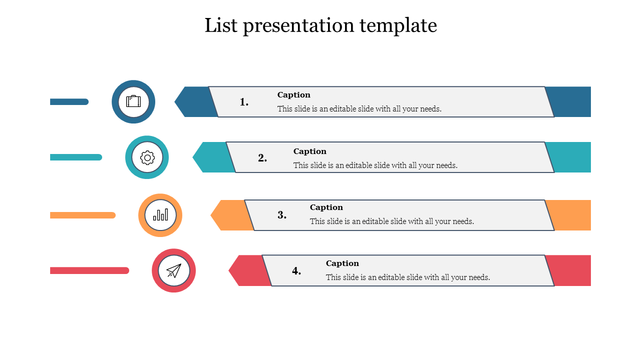 Editable List Presentation Template Slide DesignsFour Node